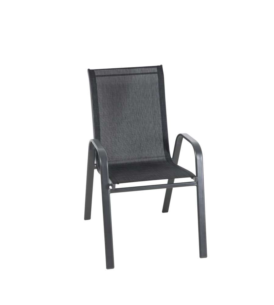 Sedia da Giardino Impilabile in Textilene e Acciaio Grigio Scuro 55x75x93,5 cm - Eden Domo Mea