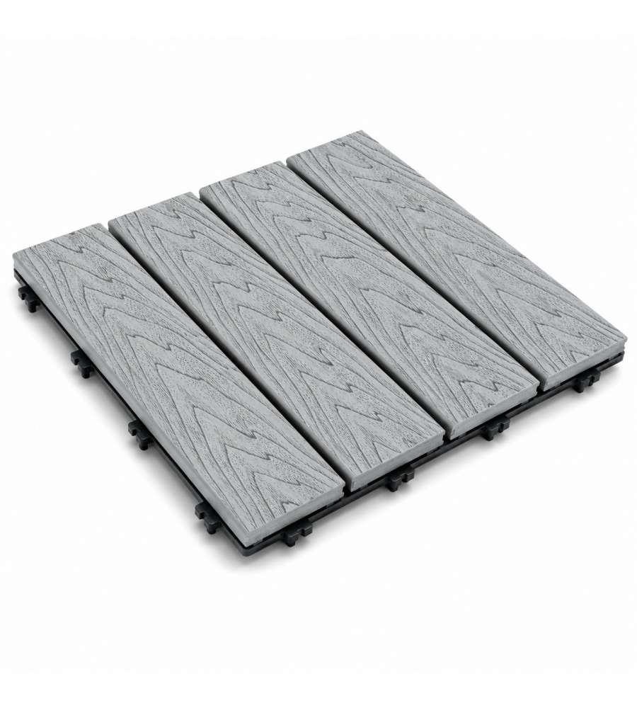 Piastrella ad incastro WPC 30x30 cm per esterni colore Grigio antiscivolo
