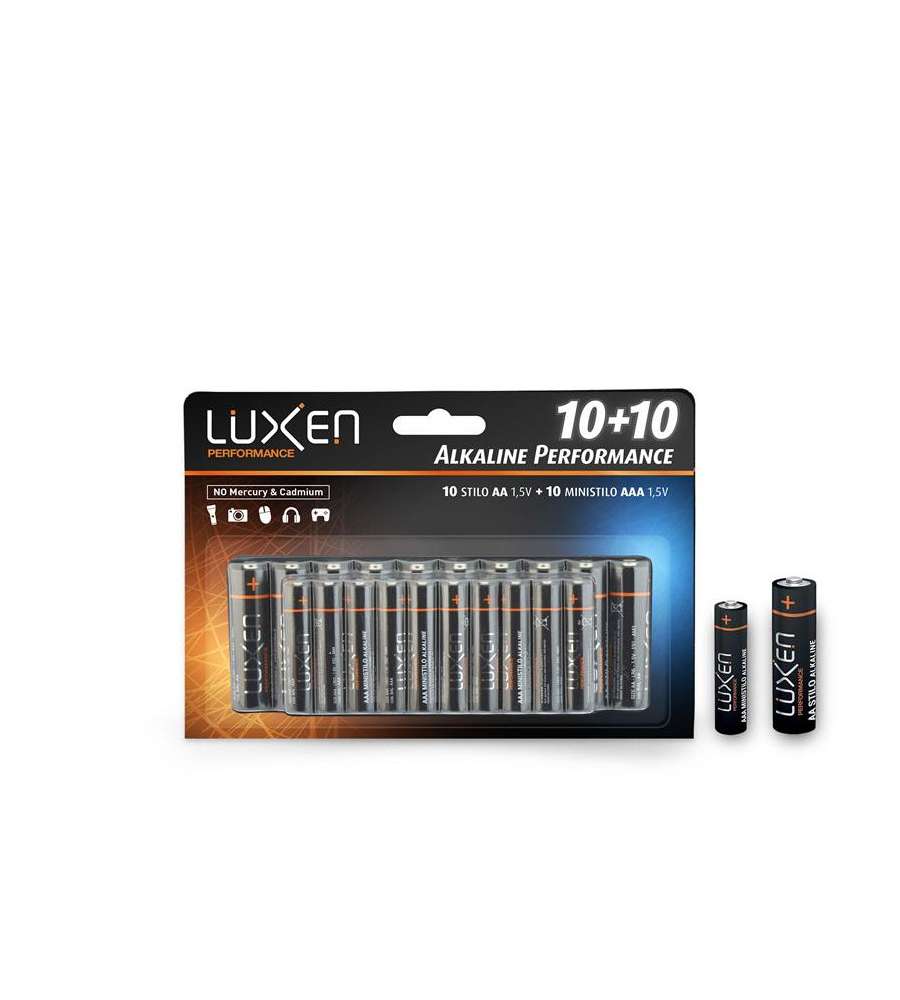 Luxen Set Pile Alcaline - 10 Stilo AA + 10 Ministilo AAA 1,5V