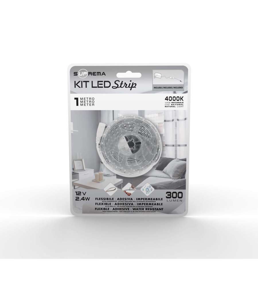 Striscia LED Flessibile Adesiva 2,4W Luce Naturale 300lm - 1m