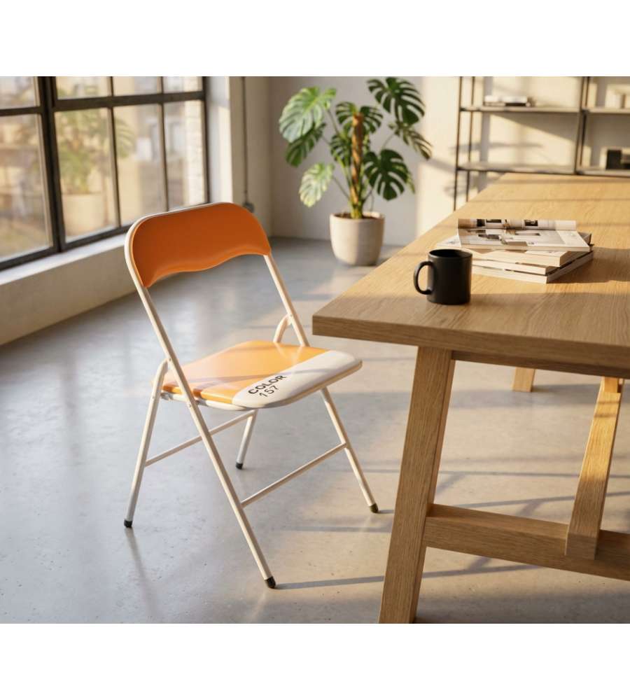 Cosma Sedia Pieghevole Slim Arancio 44x45x79 cm per Ufficio e Campeggio
