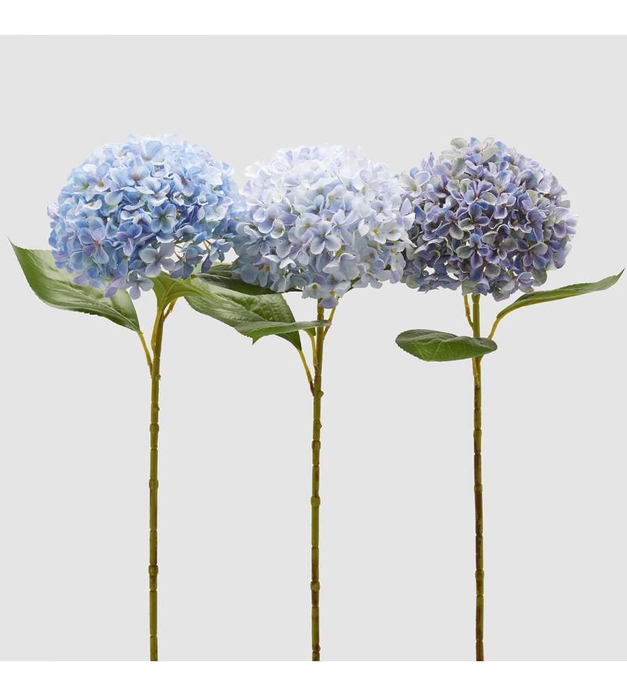 EDG Ortensia Set 3 Pezzi Fiori Artificiali 65cm Azzurro Decorativi