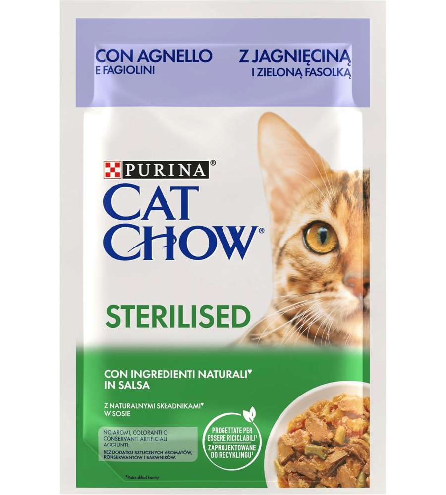 Purina Cat Chow Cibo Umido Gatti Sterilizzati Agnello in Salsa 85 g