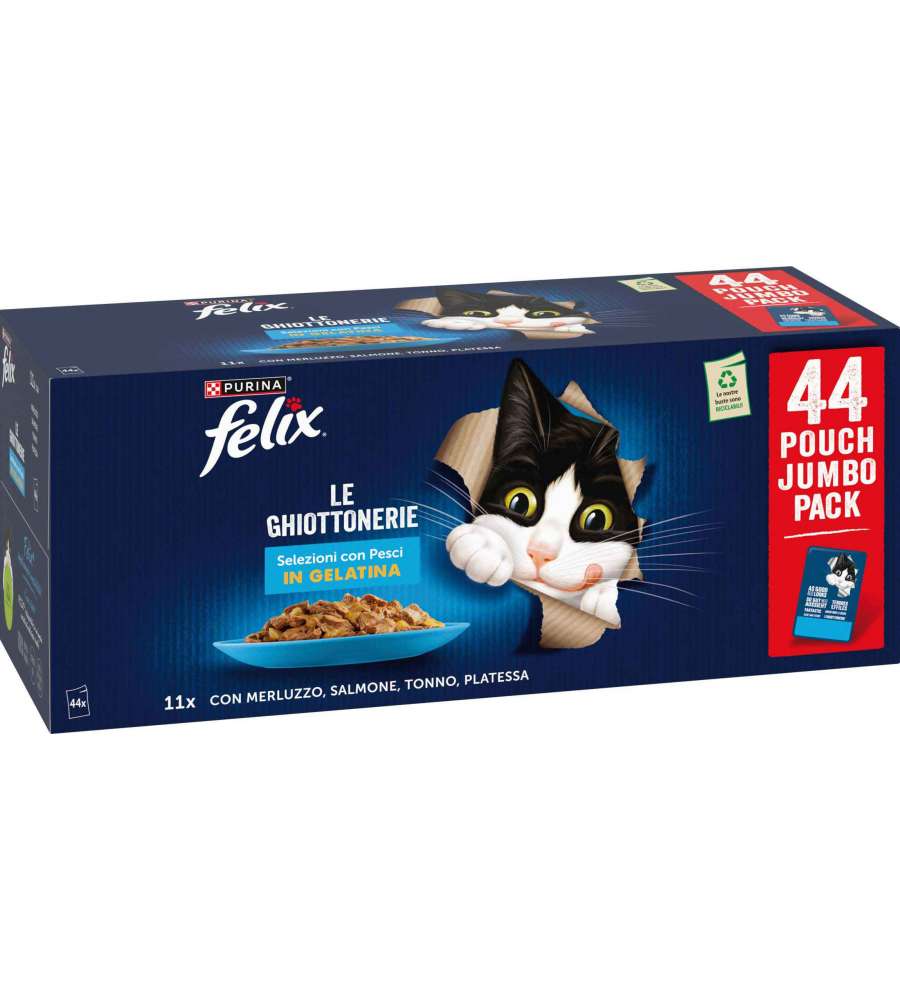 Felix Le Ghiottonerie Mix Selezione Pesci in Gelatina per Gatti 44x85g