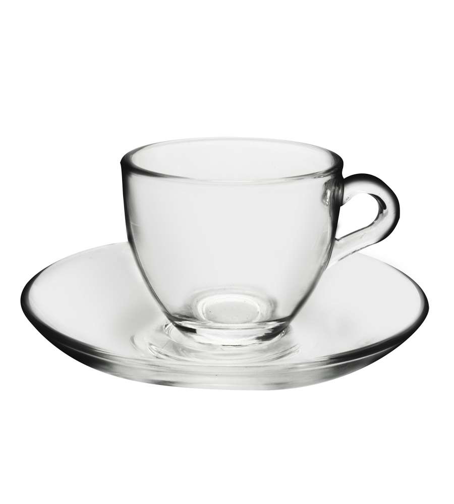 Pasabahce Set 6 Tazzine Caff� Vetro Trasparente 90ml con Piattini