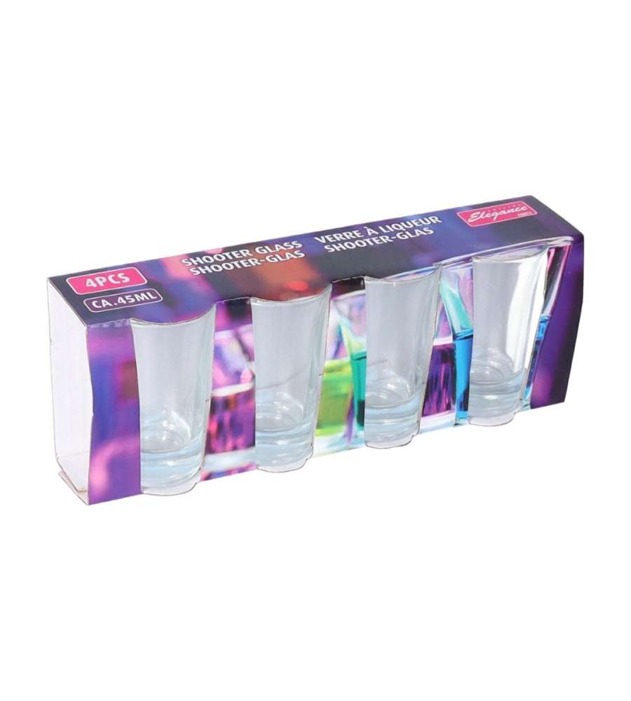 Set 4 Bicchierini da Shot in Vetro Elegante - 4,4x7 cm - 45 ml
