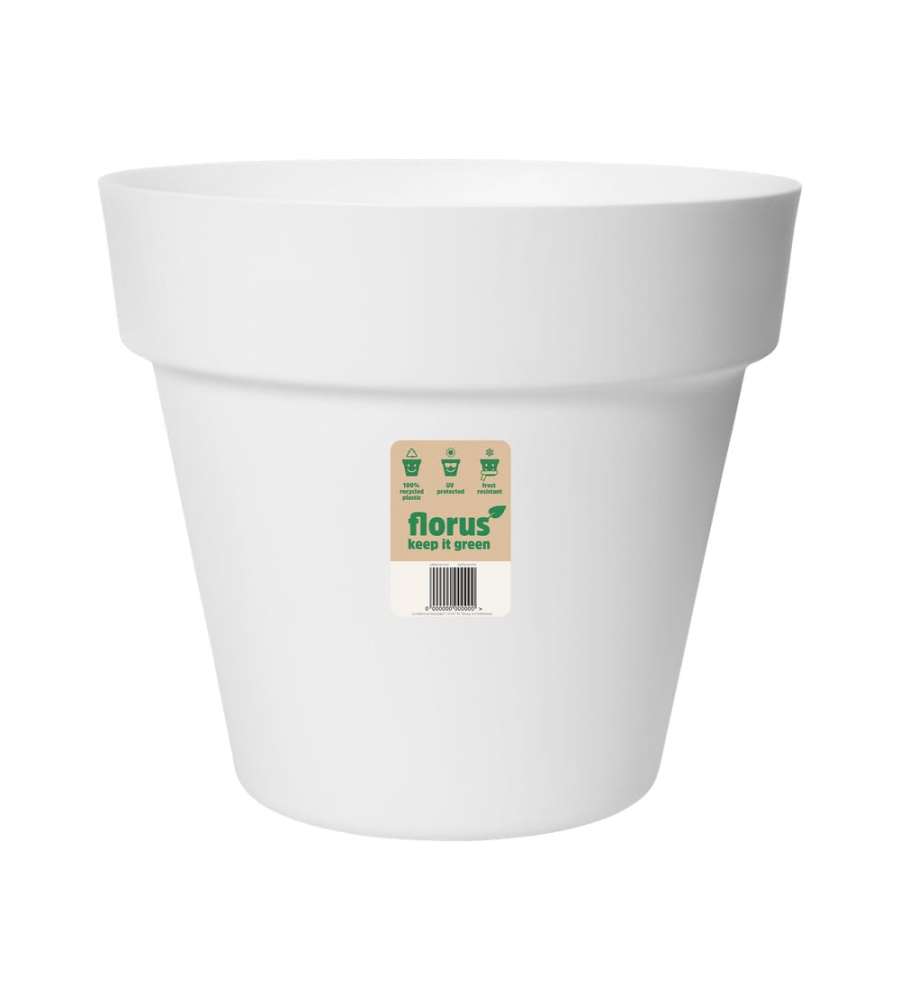 Elho Vaso Florus Paris Flowerpot Rotondo 25 cm Bianco per Interno ed Esterno