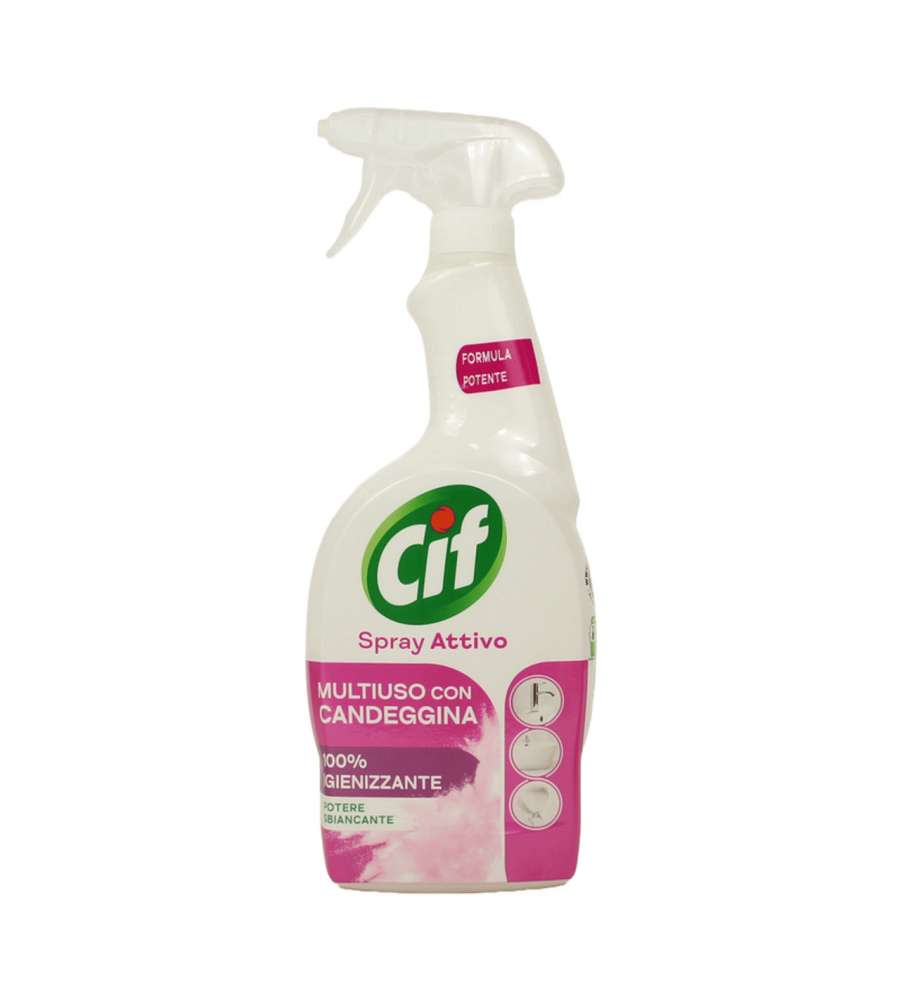 Cif Spray Attivo con Candeggina, 650 ml, Detergente Multiuso per Superfici