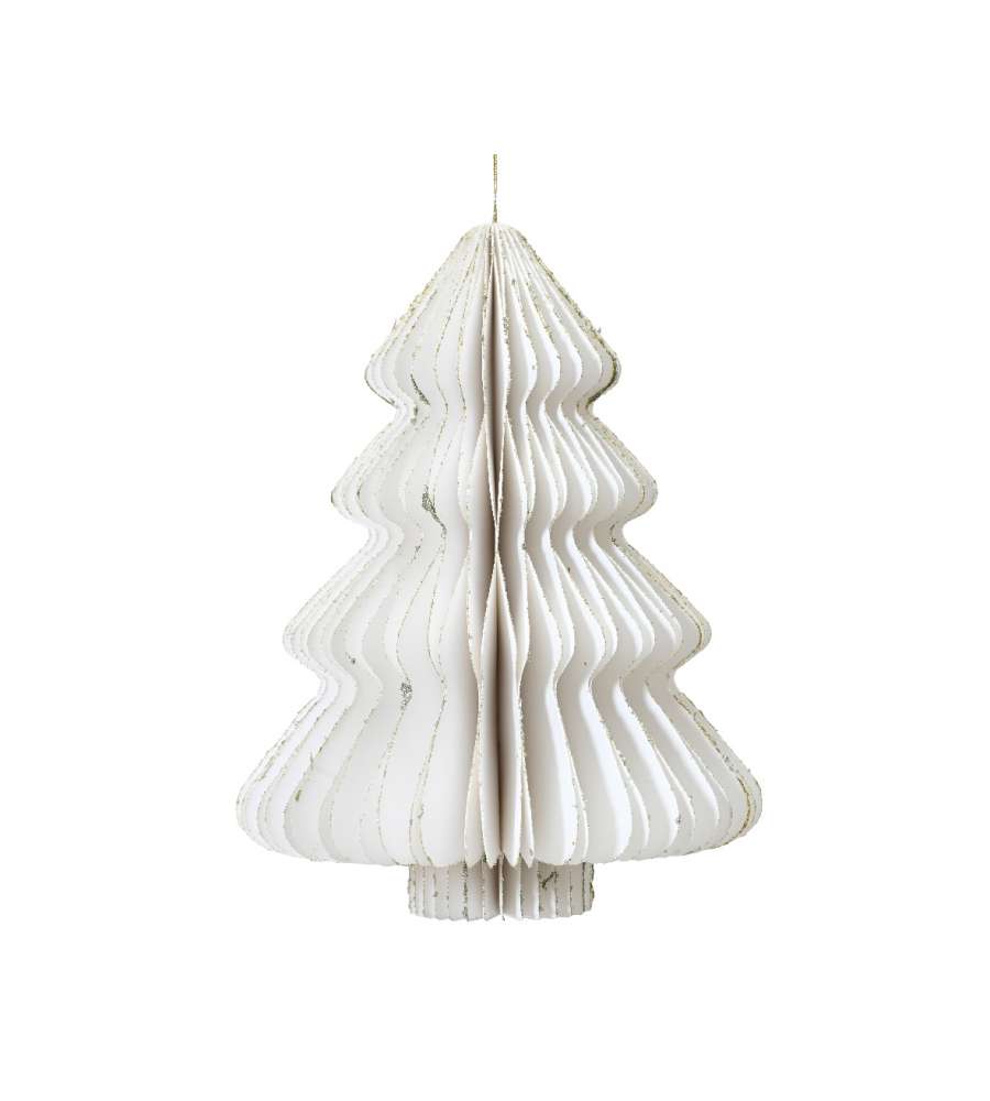 Decoris Albero di Natale Figura in Carta - Bianco - 11,25x15 cm
