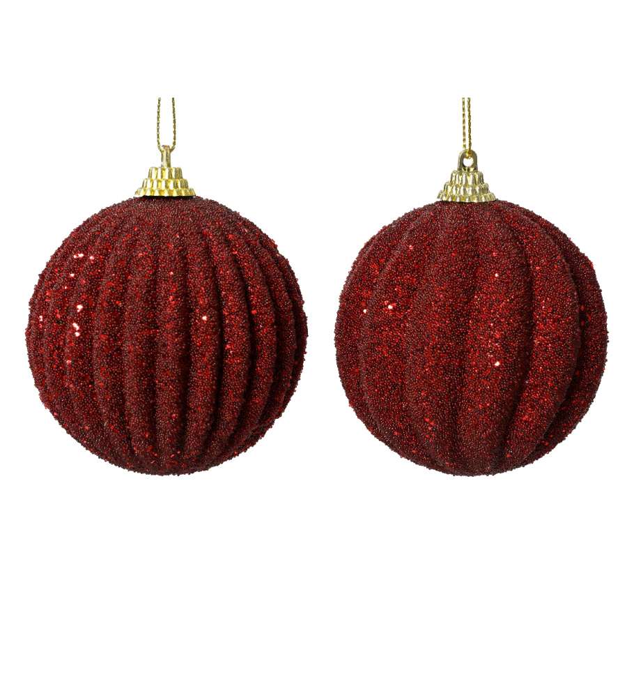 Decoris Pallina Natalizia Rossa Infrangibile - Glitter Perline - 8cm