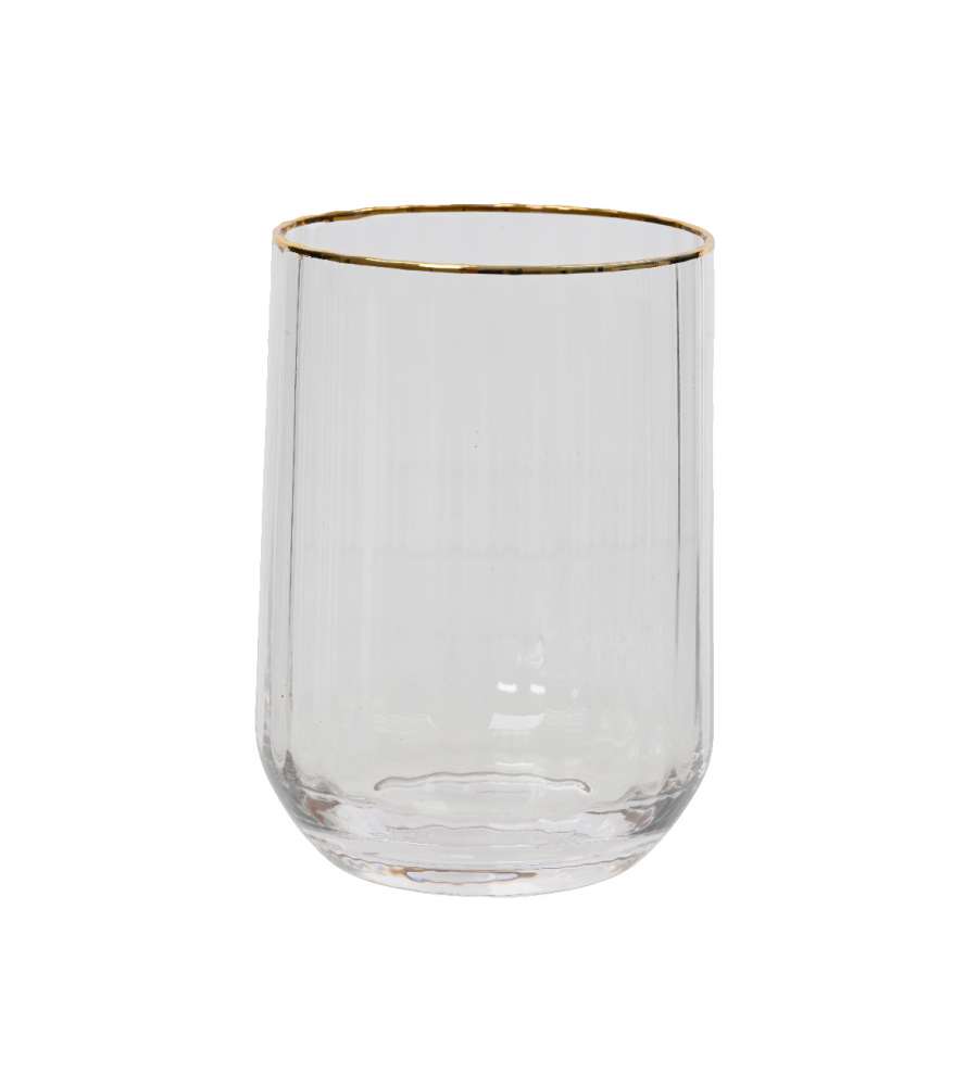 Kitchen Goods Bicchiere Natalizio in Vetro - Bordo Dorato - 8x11 cm