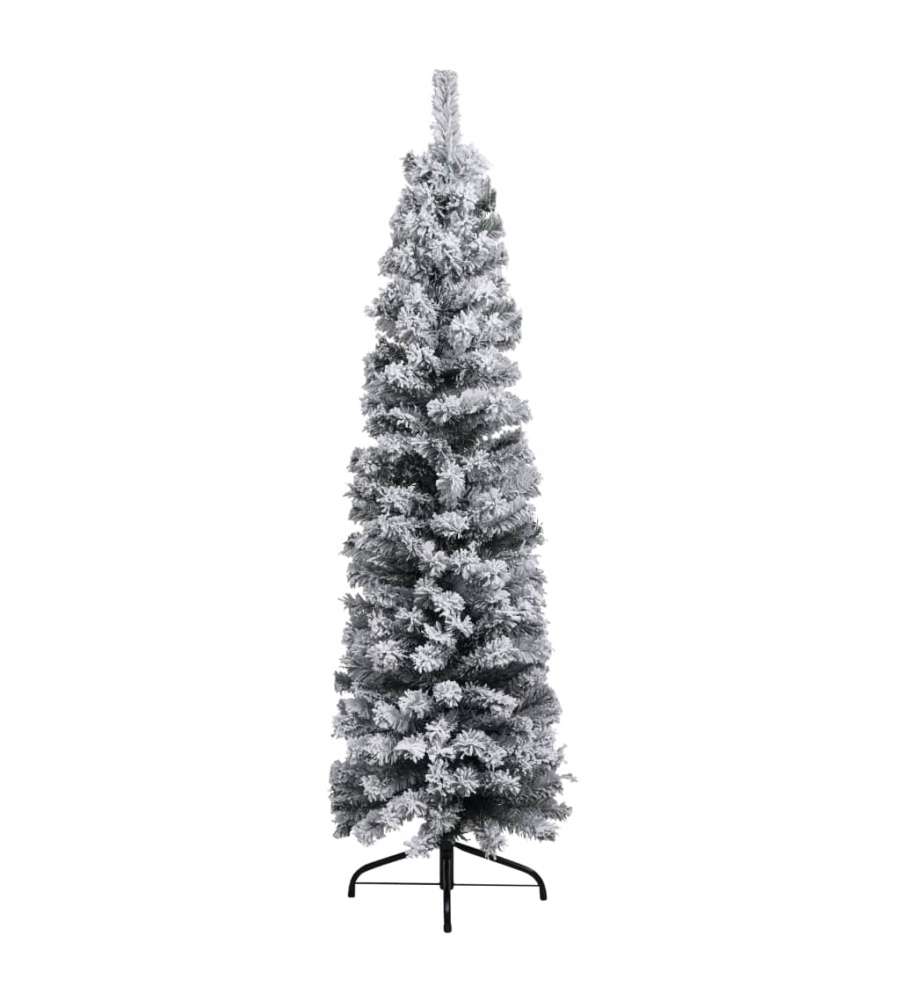 Albero di Natale Artificiale Sottile con Neve Verde 150 cm PVC