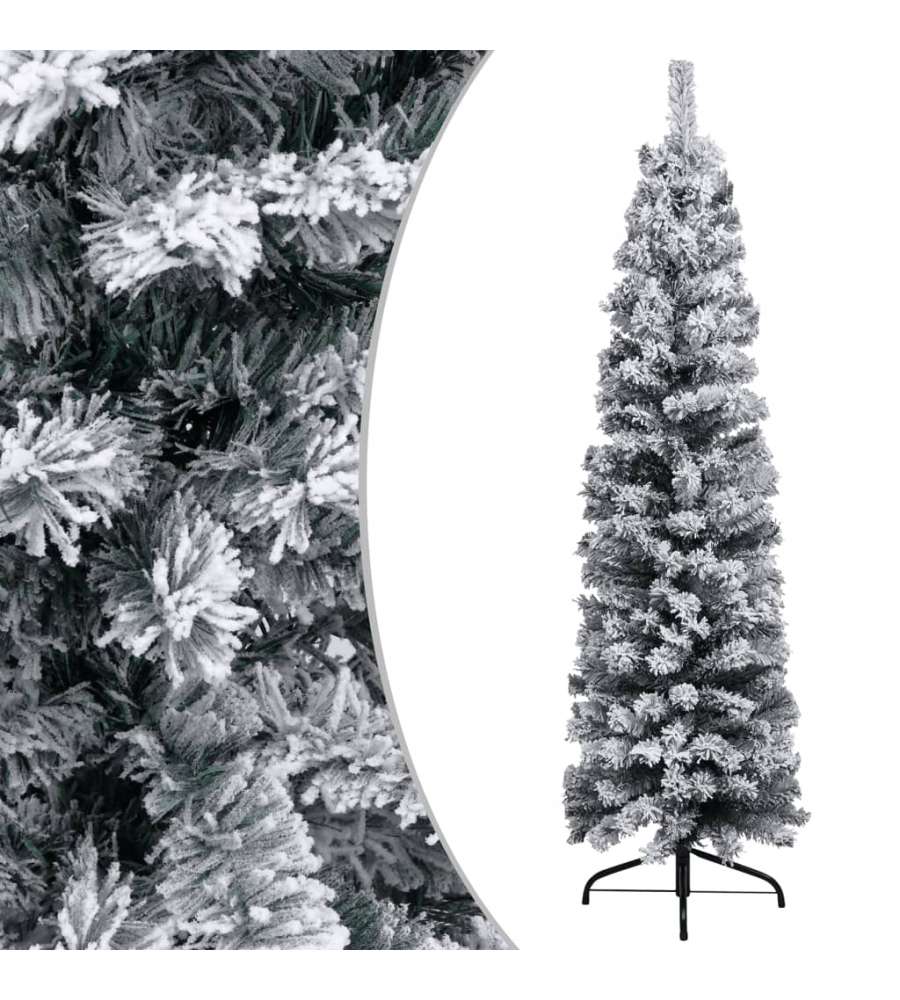 Albero di Natale Artificiale Sottile con Neve Verde 120 cm PVC