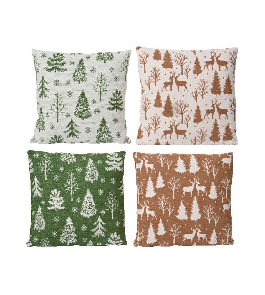 Cuscino Natalizio Decorativo con Alberi - 40x40 cm