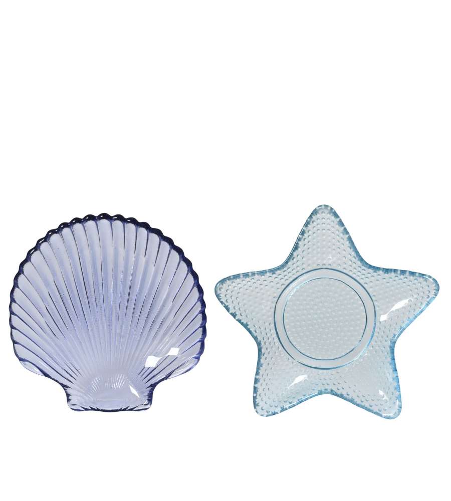 Kaemingk Piatto decorativo in vetro marine assortite 14xH2 cm blu azzurro
