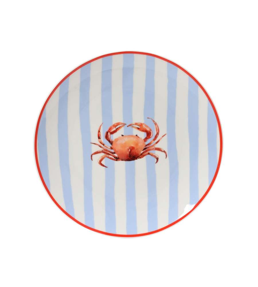 Kaemingk Piatto Porcellana Blu/Bianco 19,4 cm con Motivo Granchio