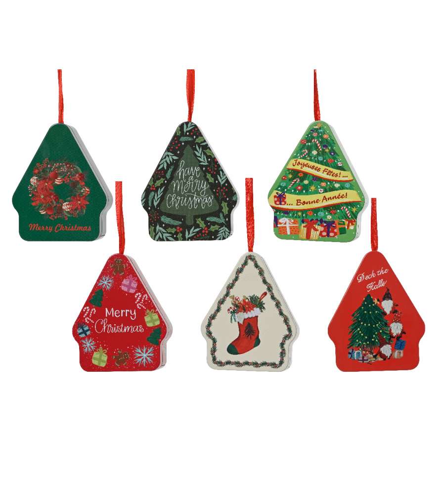 Decoris Scatola Decorativa in Metallo - Forma Albero di Natale - 10,5x8,5x4,1 cm