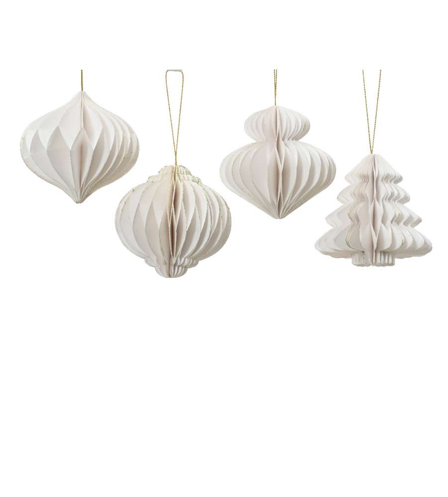 Decoris Addobbo Natalizio in Carta - Bianco - 8 cm