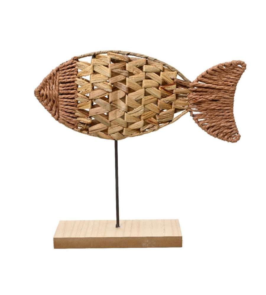 Decoris Decoro Pesce Rattan 33x8xH30 cm Colore Naturale per Arredo