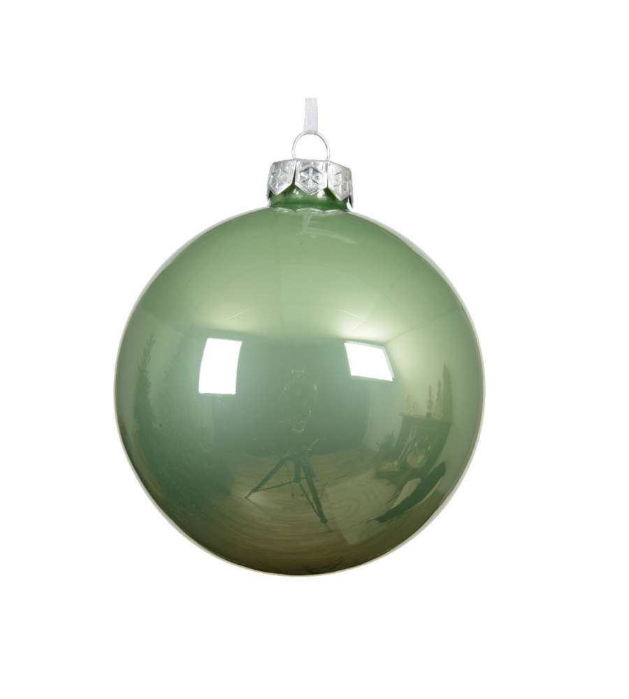 Decoris Pallina di Vetro Natalizia - Verde Matcha - 8 cm