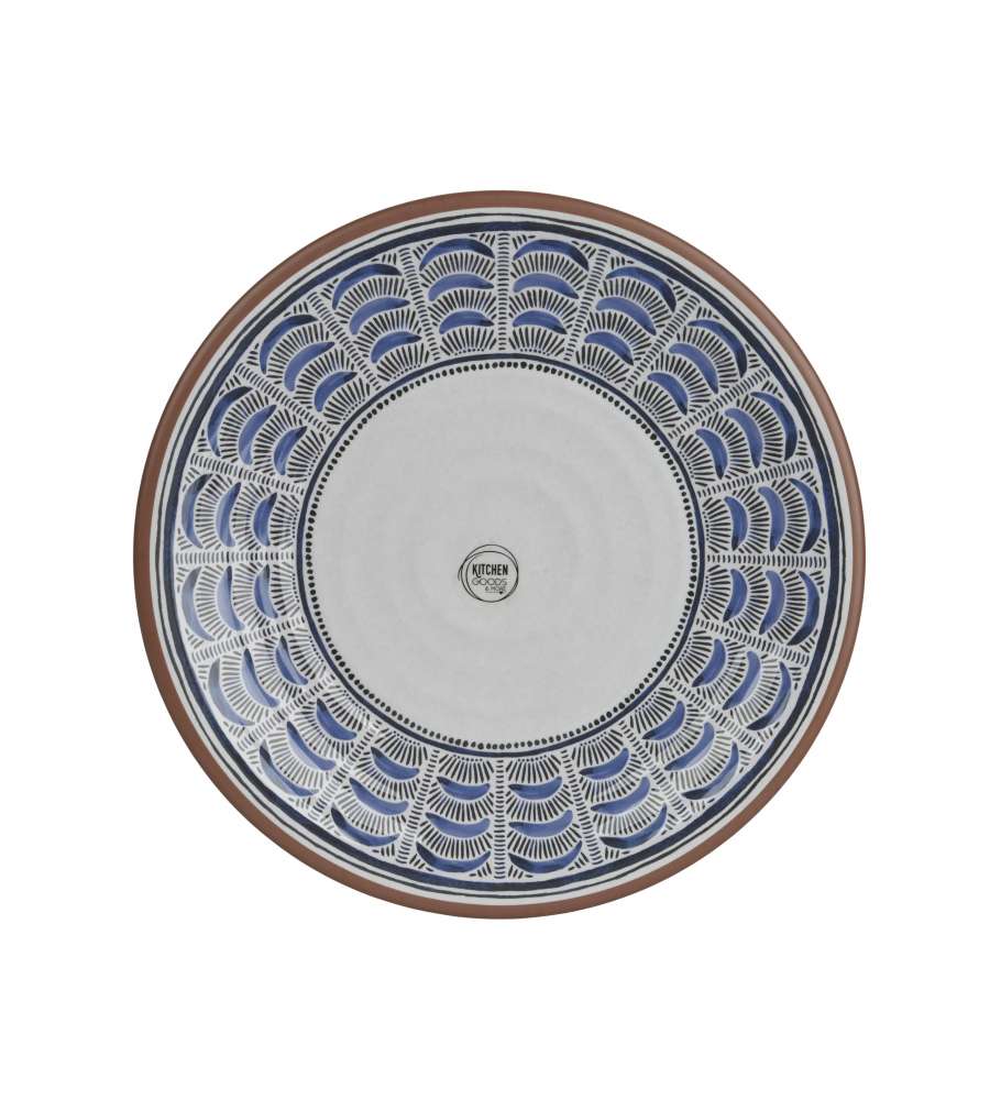 Kaeming Piatto melamina blu diametro 28 cm decorato per outdoor e tavola