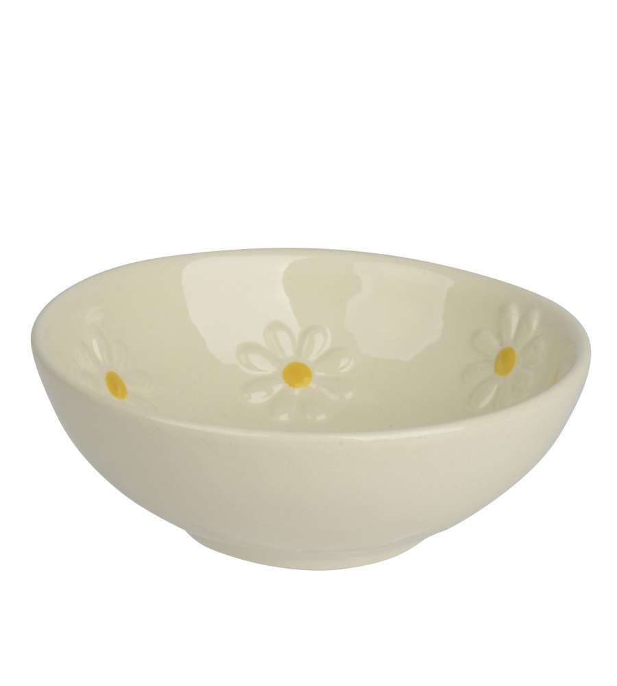 Ciotola da tavola Ceramica Bianco 15,6x5,6 cm Margherite Decorate