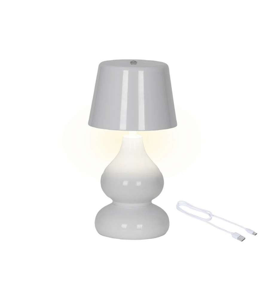 Lumineo Lampada da Tavolo Ricaricabile Bianca 13x26 cm Design Elegante