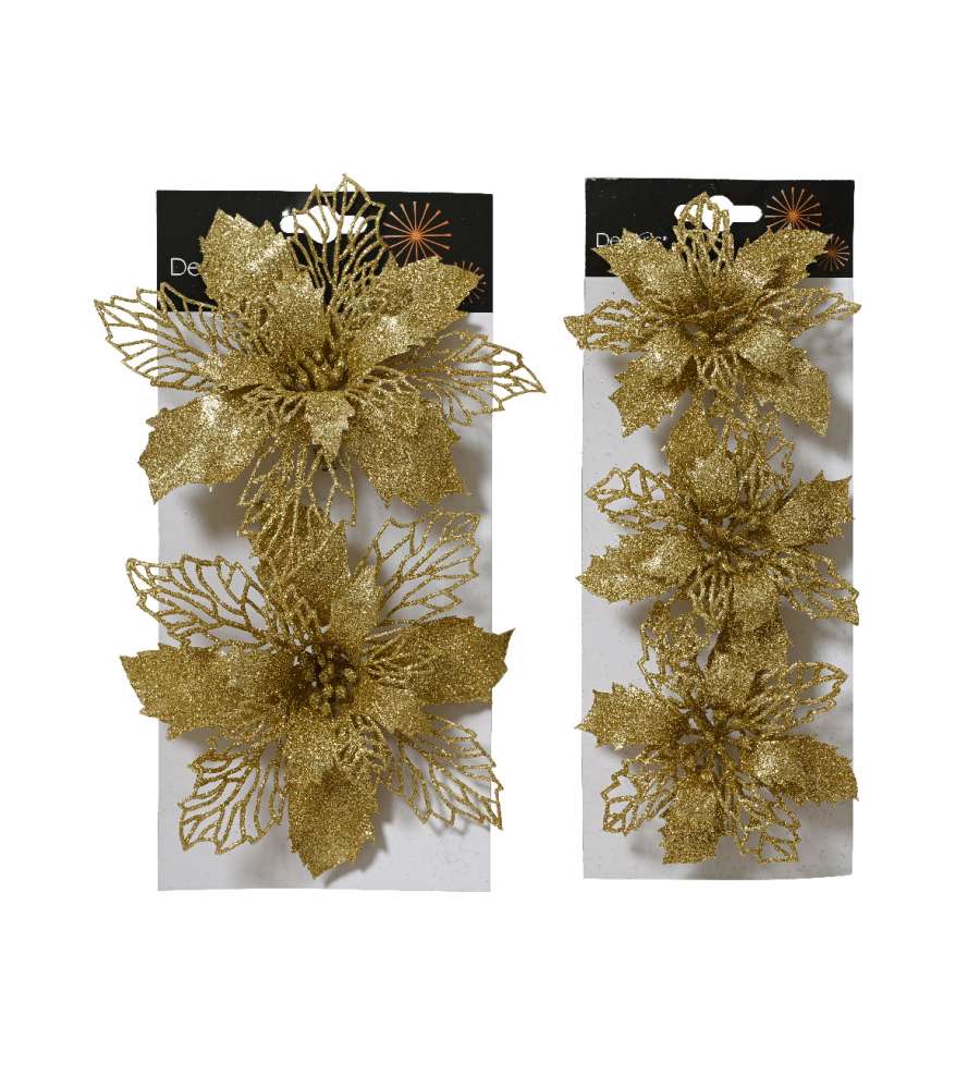 Decoris Clip Stella di Natale Rossa Decorativa - Misure Assortite