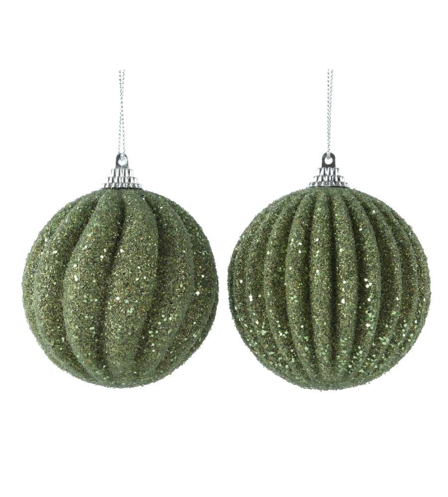 Decoris Pallina di Natale Verde Glitter Scintillante - 8 cm