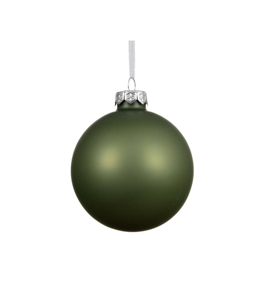 Decoris Pallina Natalizia in Vetro Verde Rosmarino - Opaca - 10cm