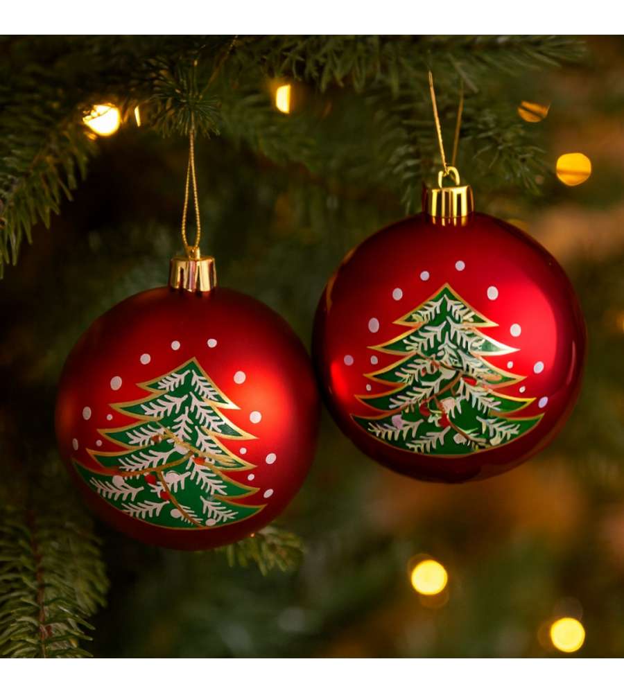 Decoris Pallina di Natale Rossa con Decorazione Albero - 8cm