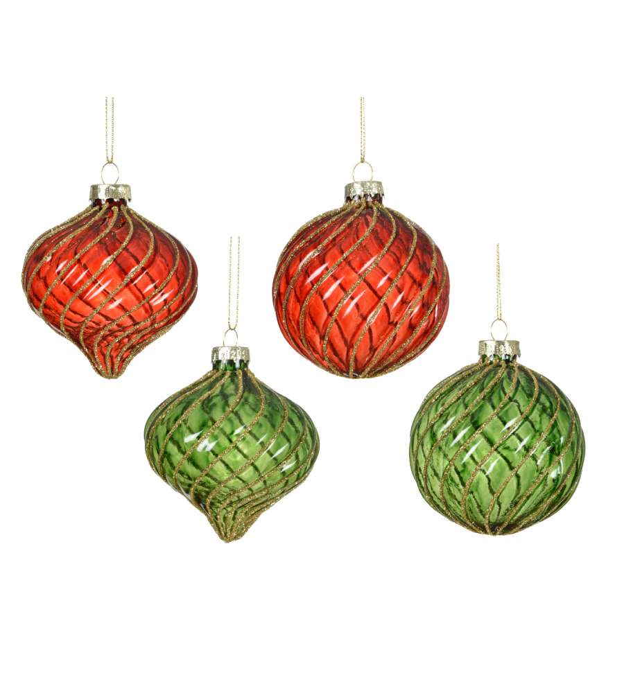 Decoris Pallina di Natale in Vetro con Glitter - 8 cm