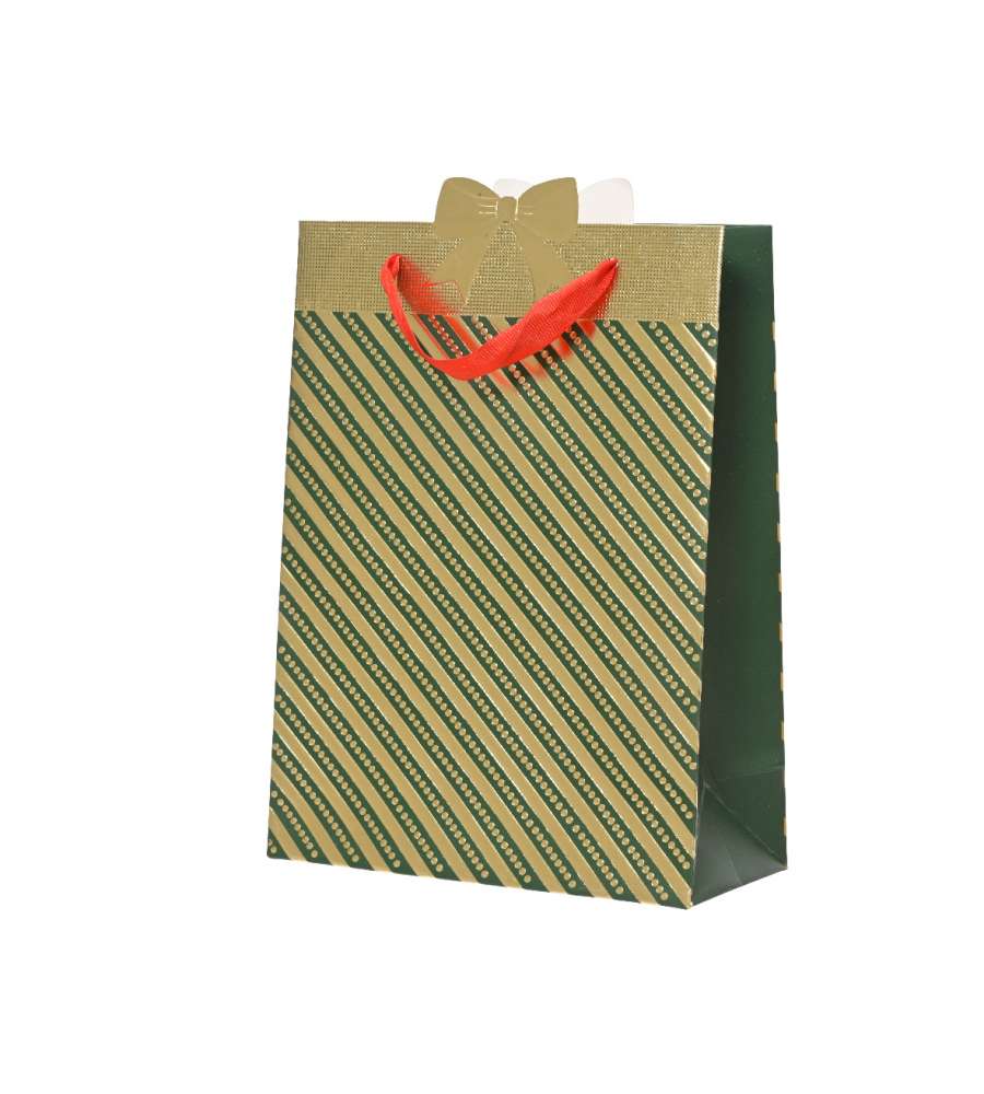 Decoris Busta Regalo - Verde e Oro - 10x26x32cm