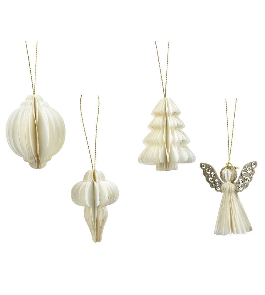 Decoris Addobbo Natalizio in Carta - Bianco - 6 cm