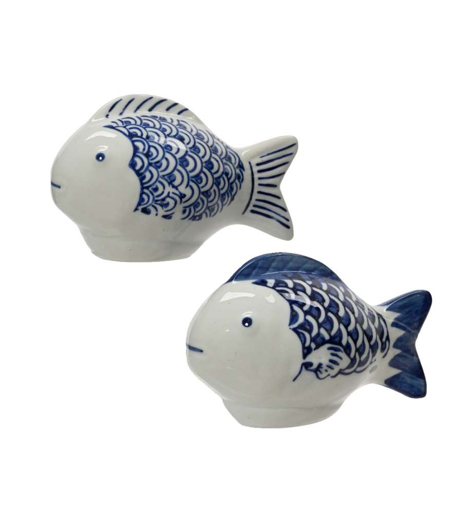 Pesce decorativo in porcellanna Blu e Bianco