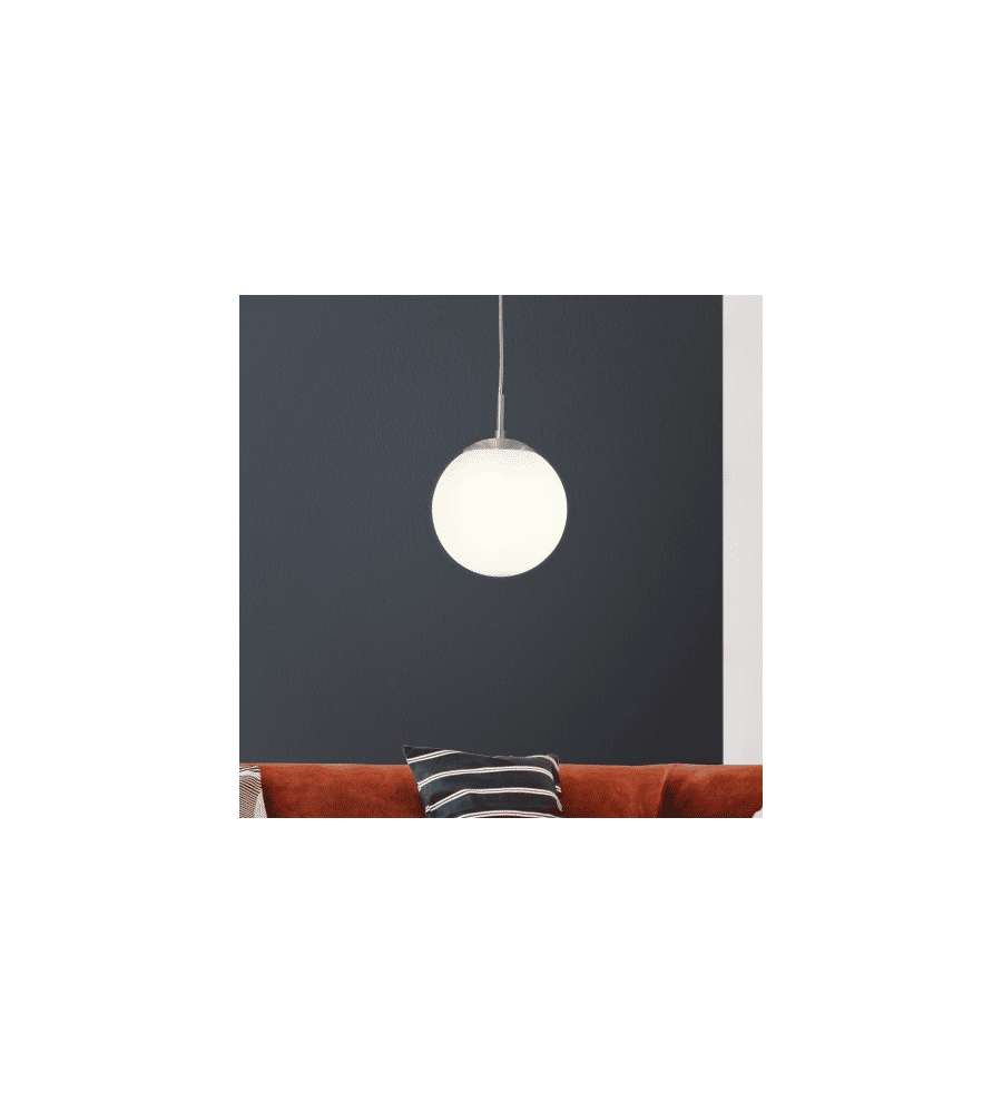 Eglo Lampada a sospensione Rondo 20 cm in vetro bianco e nichel opaco