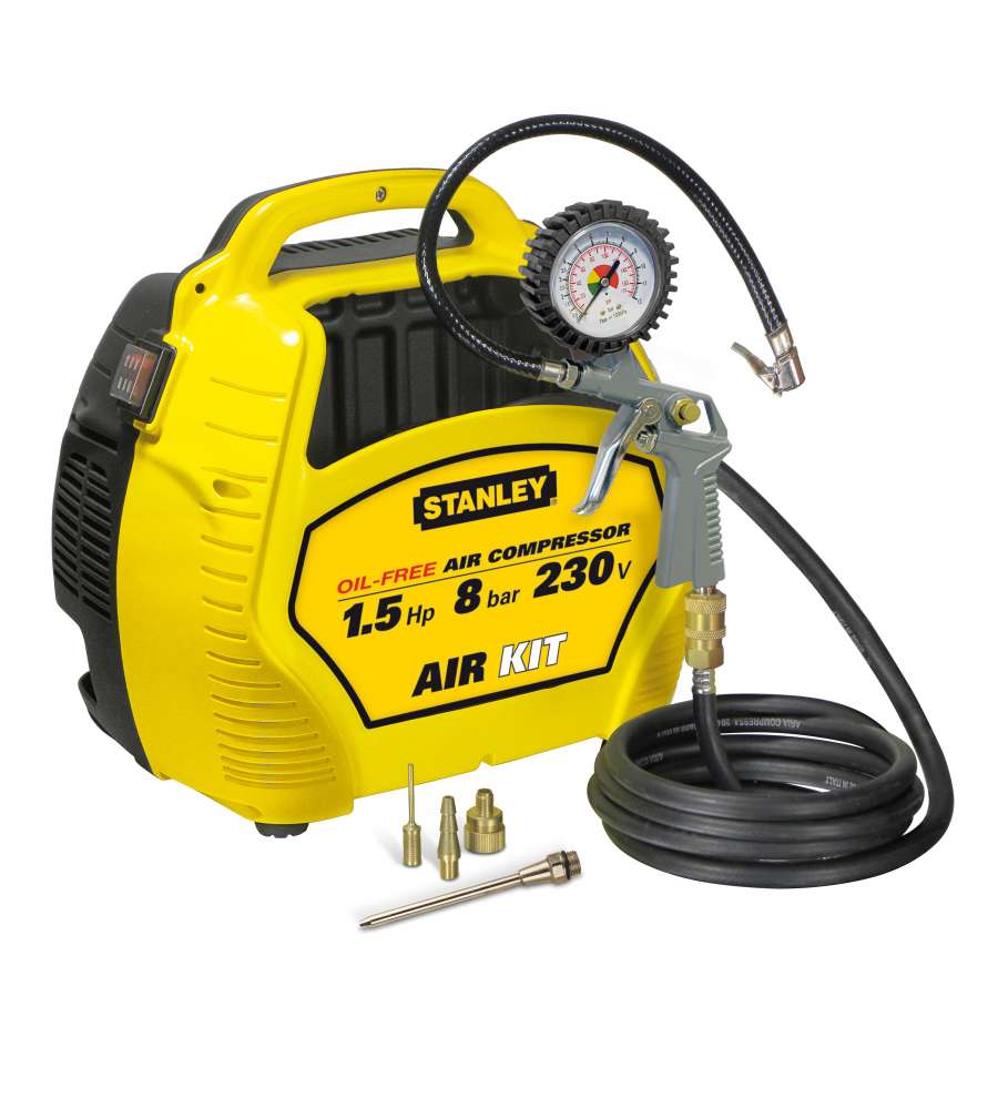 Compressore Stanley 1,5Hp 1100W 8Bar 116Psi con Accessori