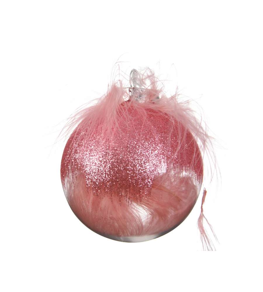 Sfera rosa con piume