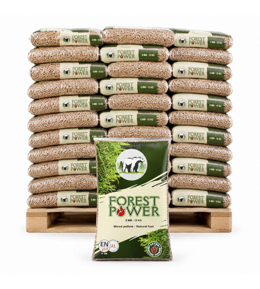 Pedana Pellet Forest Power di Conifera ENplus A1 - 65 Sacchi da 15 kg