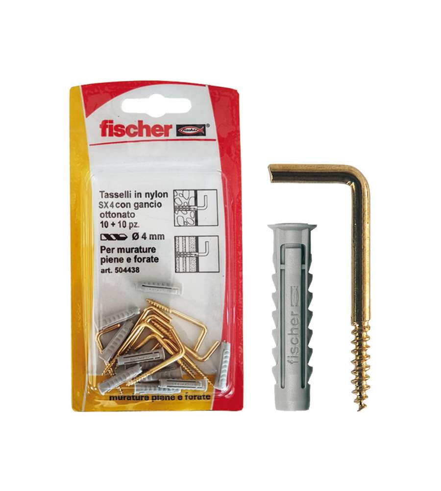 Tasselleria - Fischer ancoraggi 508677 Kit per il fissaggio di bastoni tenda  su muri pieni e forati con tasselli nylon d