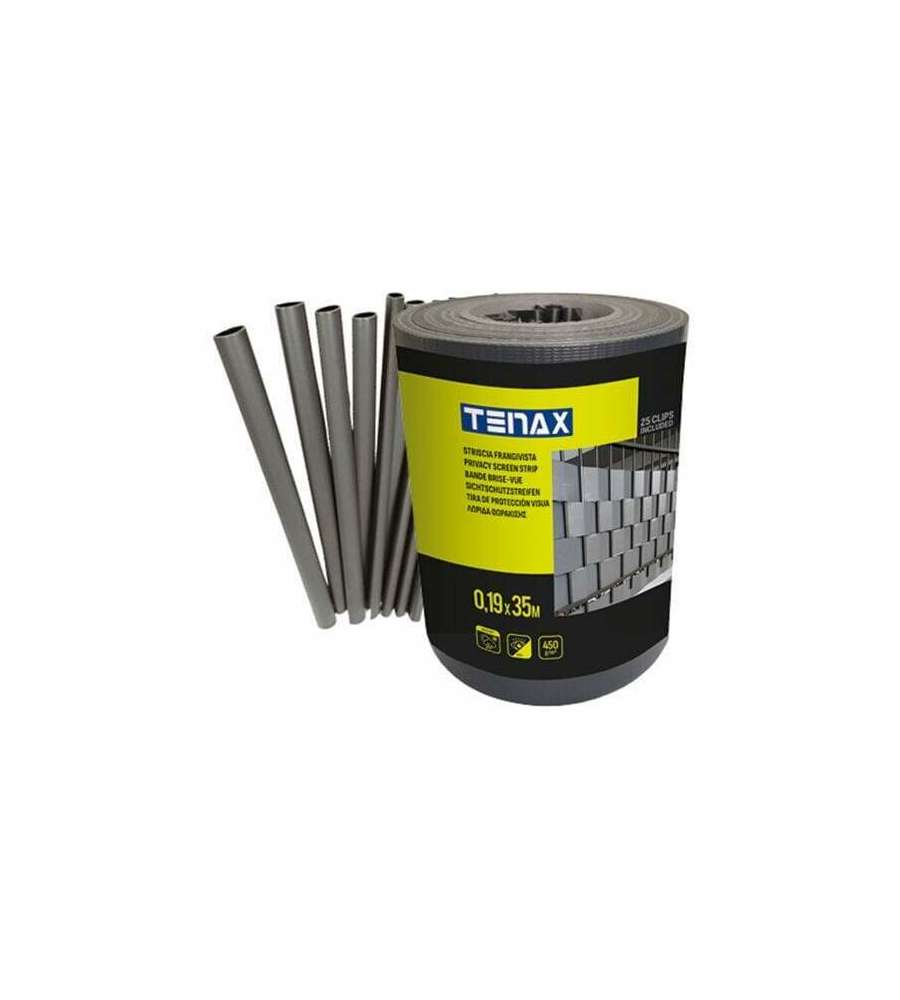 TENAX Striscia Frangivista in PVC Antracite 0,19x35 m con Clip Fissaggio