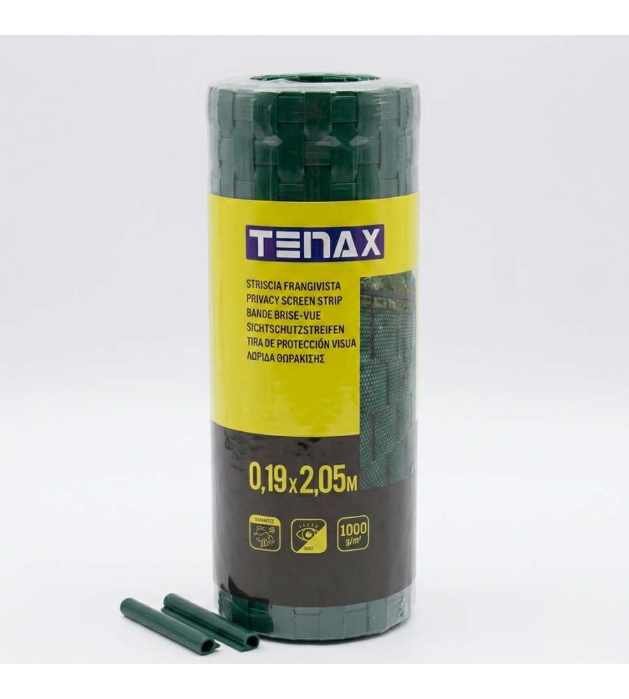 TENAX Striscia Frangivista Verde 19x205 cm in HDPE con 2 Clip Fissaggio