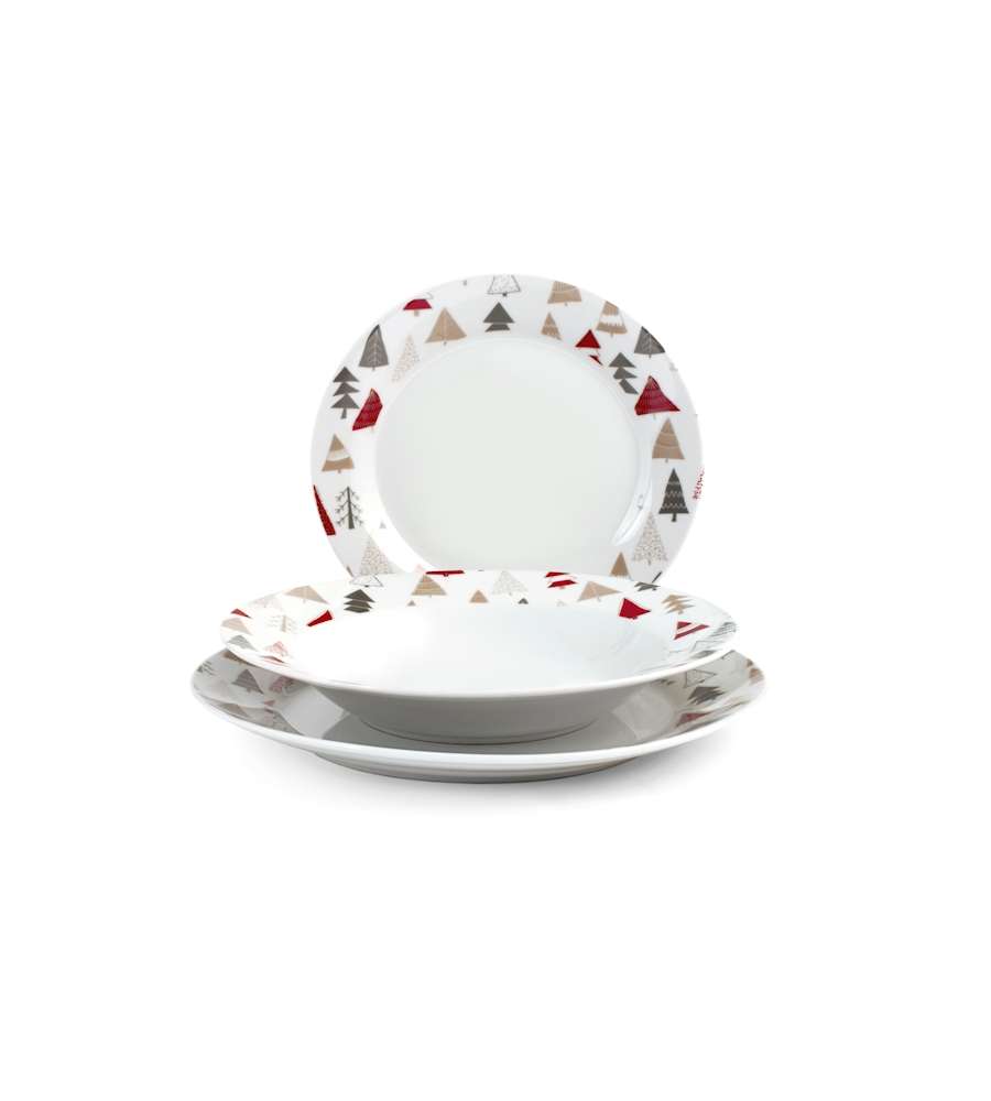 Servizio Piatti in Porcellana Winterly - Tavola Natalizia - 18 pz