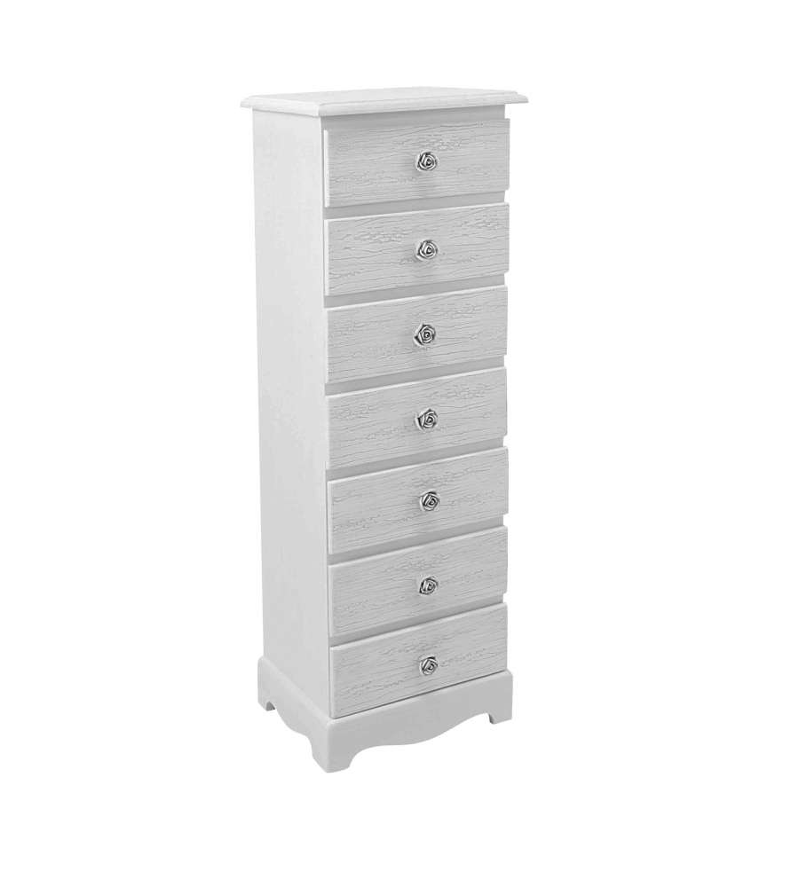 Bizzotto Cassettiera Blanc Bianco Opaco 7 Cassetti 29x23x89 cm