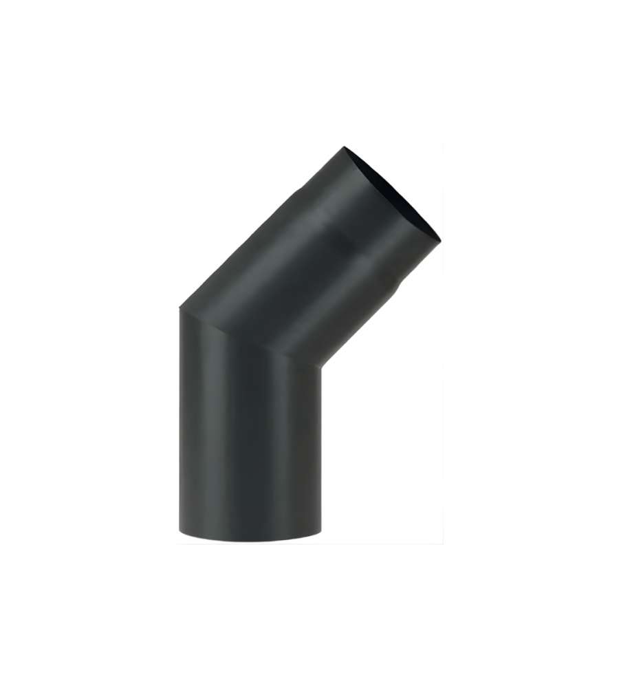 Gomito 45� in Acciaio Nero Resistente - D. 15 cm - Tubo per Stufe