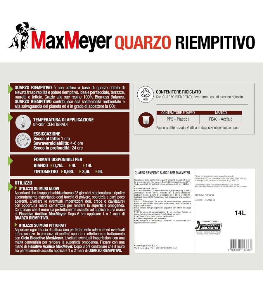 Max Meyer Quarzo riempitivo bianco 14 l