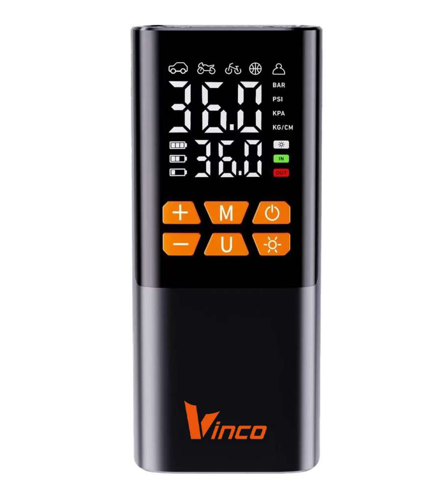 Vinco Compressore portatile 11,1V 150 PSI nero con display LCD e USB-C