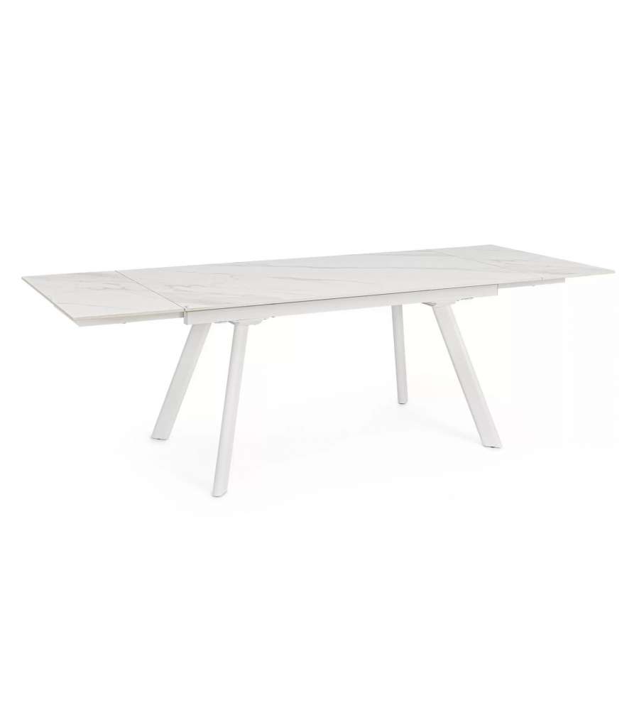 Bizzotto Tavolo Estensibile Jarkko Effetto Marmo Bianco 160-240x90 cm