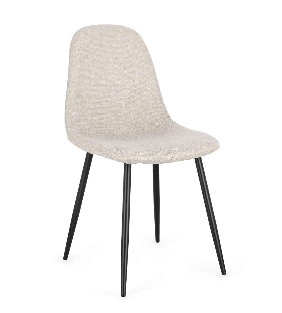 Bizzotto Sedia New Irelia Beige con Gambe Nere per Sala da Pranzo