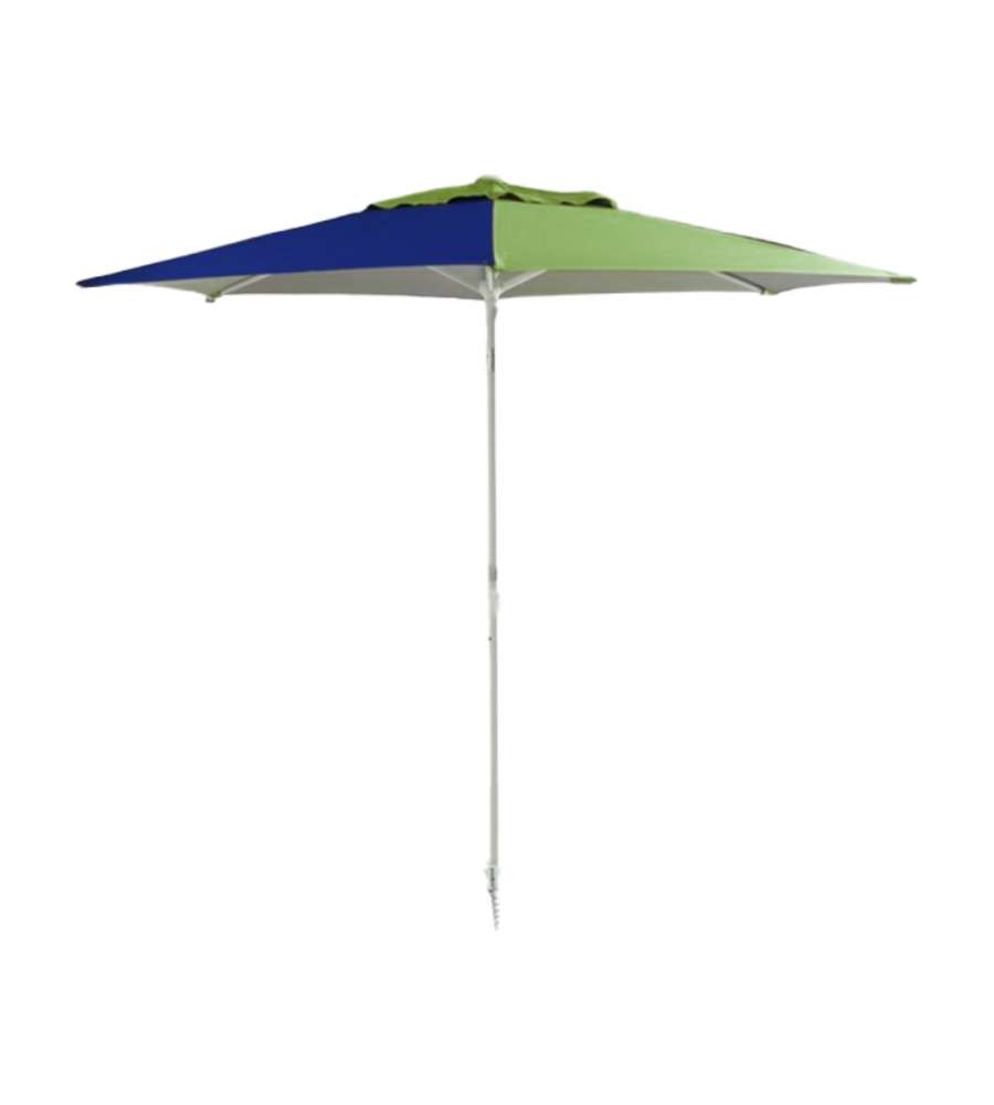 Ombrellone Antivento da Giardino 220 cm con Camino Struttura in Ferro Verde e Blu - Dr. C